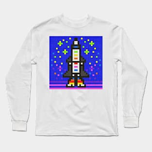 Rocket Ship Pixel Painting Long Sleeve T-Shirt